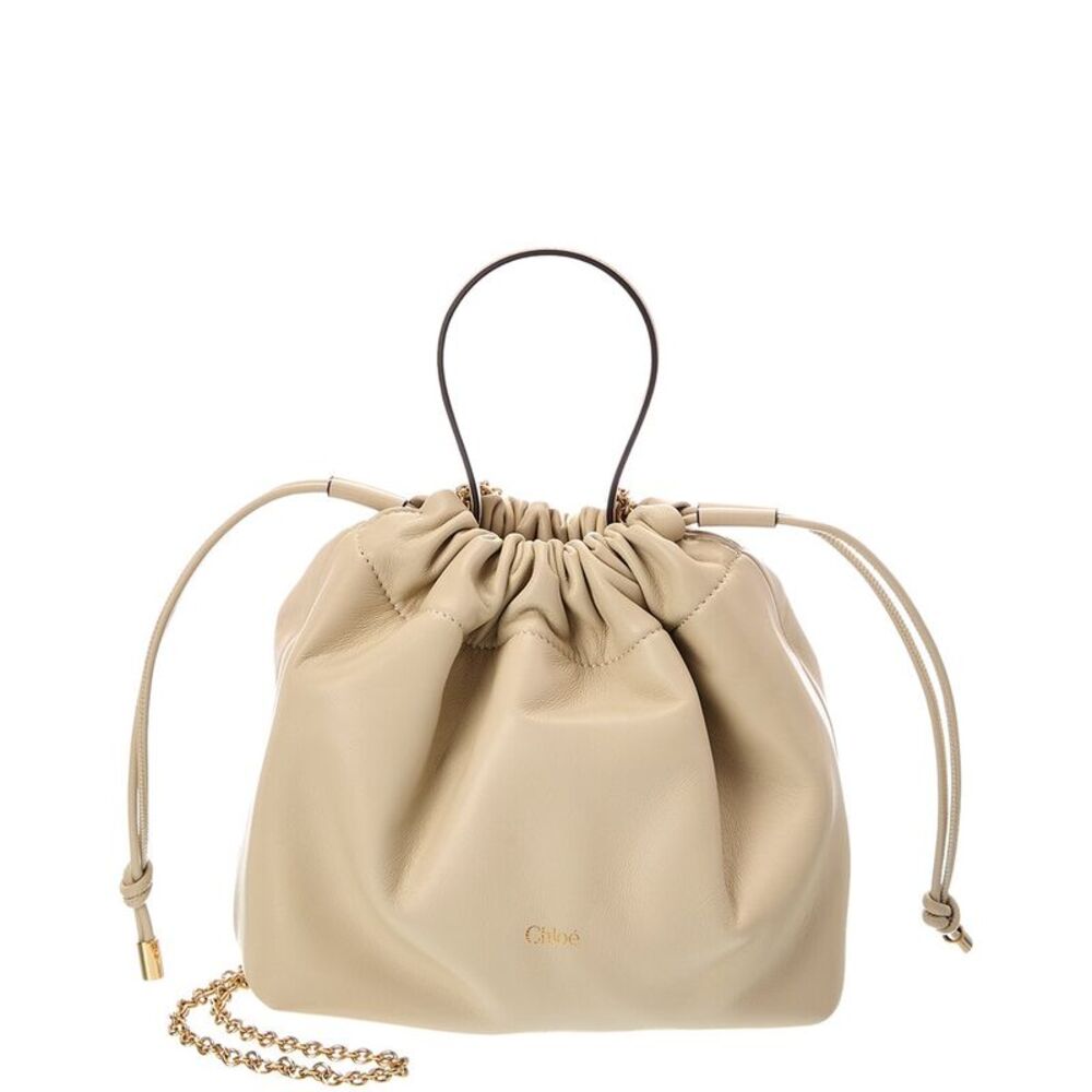 Chloé Icon Mini Leather Shoulder Bag, Beige